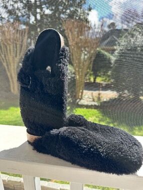 Black Shearling Birkenstcock Clogs
